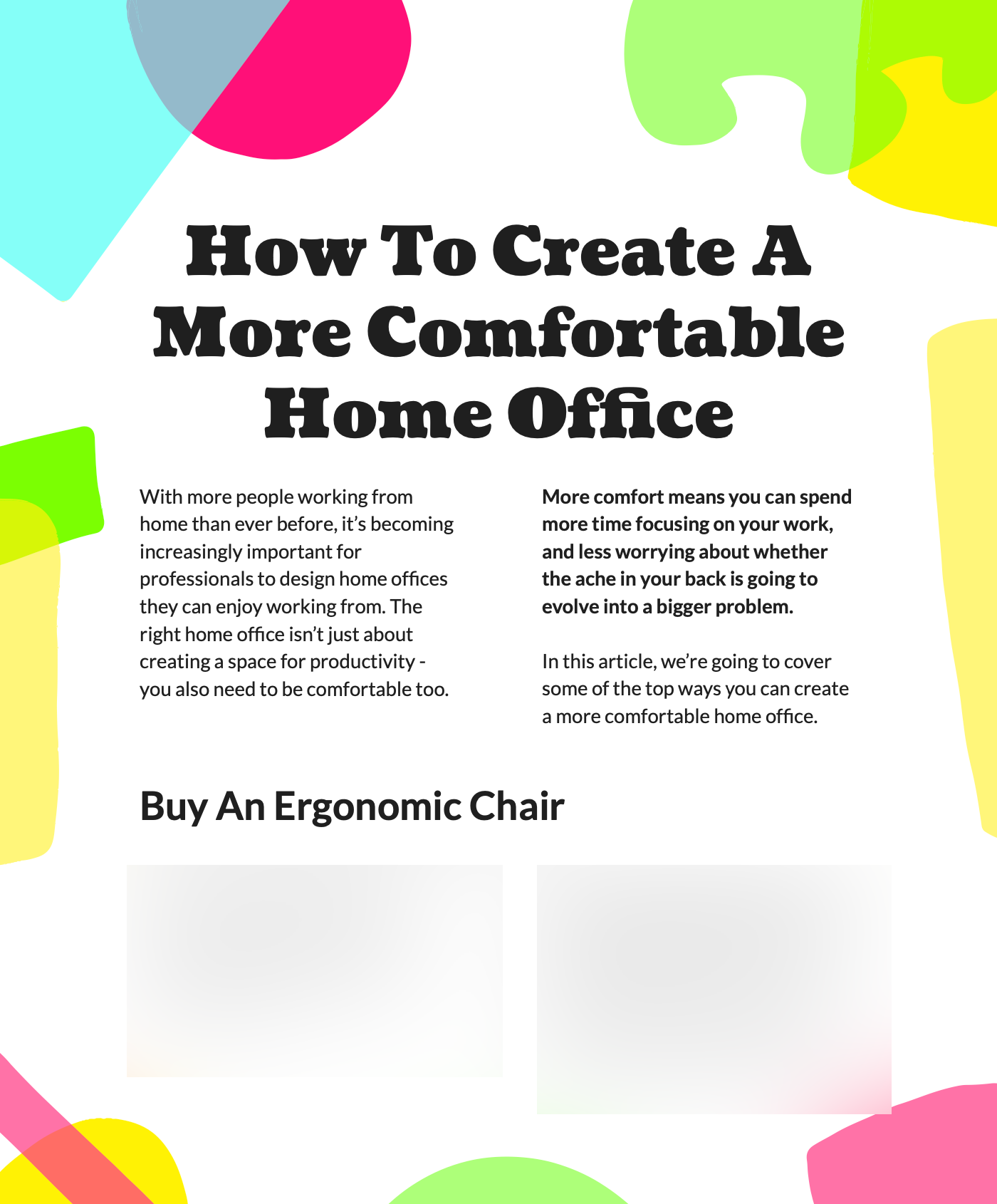 Tips: How To Create A More Comfortable Home Office