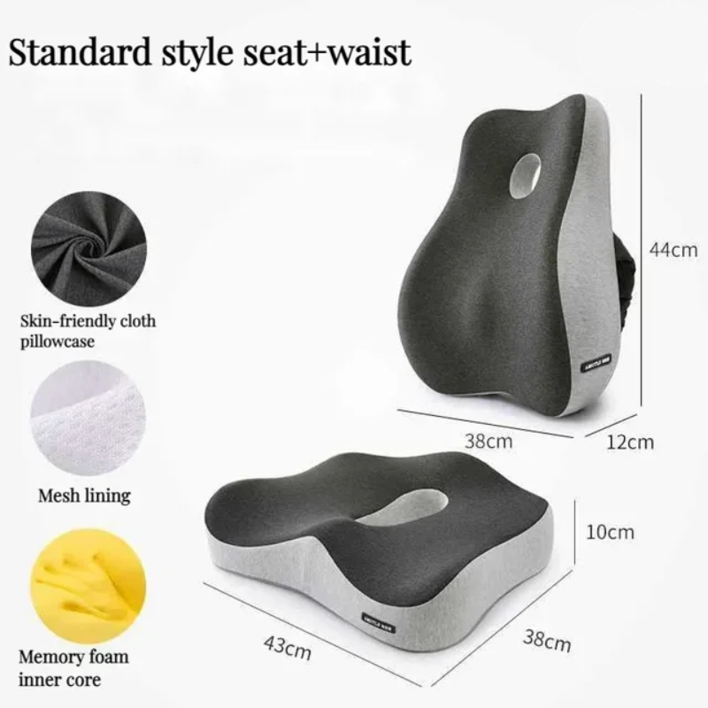 Memory Foam Cushion, Massage Support for Office Chair, Car Seat, Back Pressure Relief