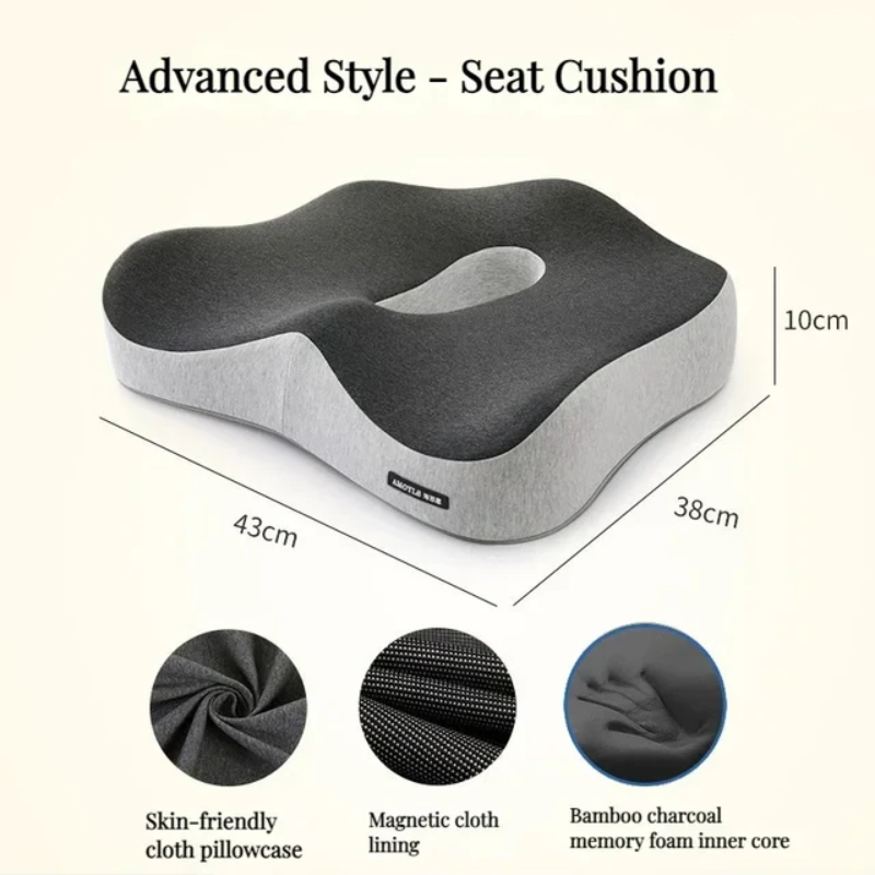 Memory Foam Cushion, Massage Support for Office Chair, Car Seat, Back Pressure Relief